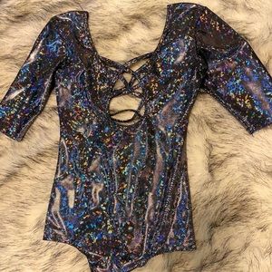 IHeartRaves disco silver bodysuit